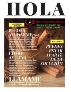 "Hola" Flyer describing upcoming hispanic-focused events